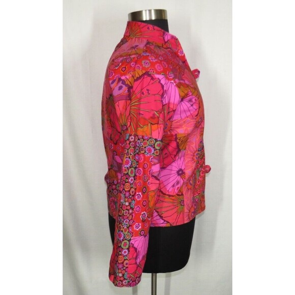 Women's Pink Multi Bright Bold Floral Patchwork Jacket Size M - Picture 6 of 9